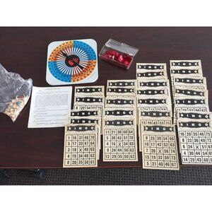 Vintage Hassenfeld Bros. Spinning Bingo Game 24 Cards Instructions Wood & Red